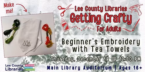 LCL Getting Crafty for Adults: 'Beginner's Embroidery with Tea Towels'