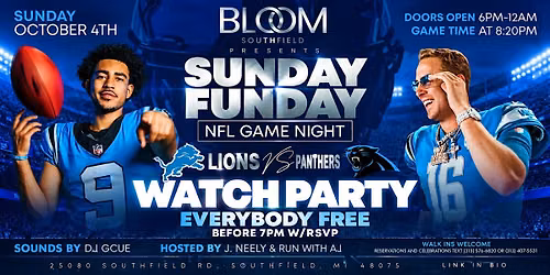 SUNDAY FUNDAY DETROIT LIONS WATCH PARTY @ BLOOM