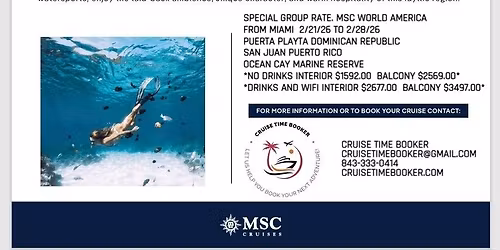 MSC WORLD AMERICA CRUISE 2\/21\/26 TO 2\/28\/26