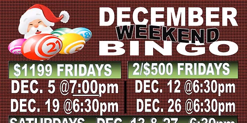 Bingo w\/ late night @ 8:30 or after last game!