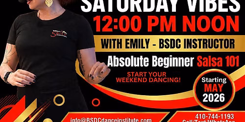 Salsa Classes for Absolute Beginners! Saturdays at 12pm!