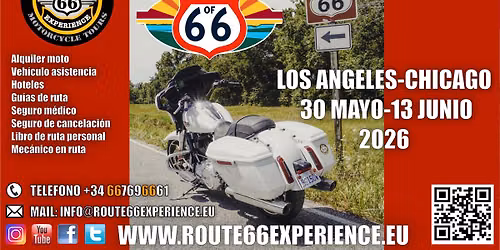 Ruta 66 en moto Los Angeles-Chicago | Junio 2026 | 100 Aniv. Route 66