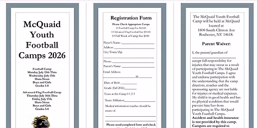 McQuaid Youth Football Camp 2026