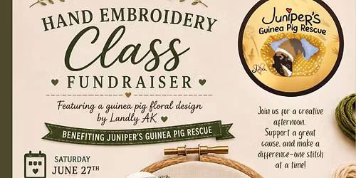 \ud83e\udea1\ud83d\udc39 Hand Embroidery Class Fundraiser \ud83d\udc39\ud83e\udea1