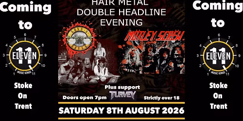 Motley Screw & Guns N' Yorkshire Roses Hair metal night live at Eleven Stoke 