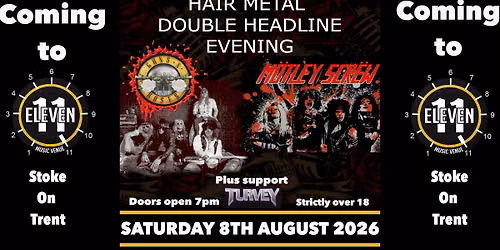 Motley Screw & Guns N' Yorkshire Roses Hair metal night live at Eleven Stoke 