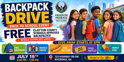 Freedom Phoenix Tax Clinic Backpack Giveaway