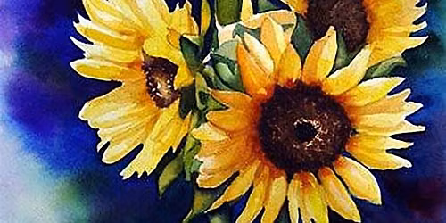 Fall Sunflowers in Watercolors