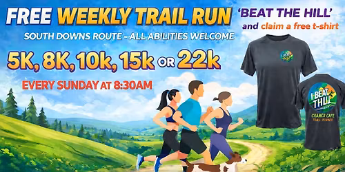 FREE WEEKLY SOCIAL TRAIL RUN - 5K, 8K, 10K, 15K OR 22K