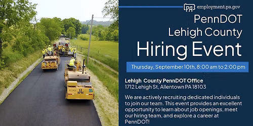 PennDOT Hiring Event - Lehigh County