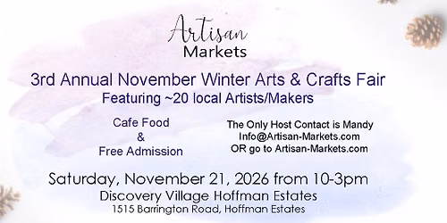 3rd Annual November Winter Holiday Arts & Crafts Fair
