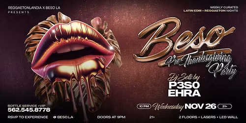 Beso Pre Thanksgiving Party  (21+)