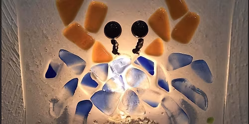 Night of the Crab Fused Glass Nightlight\/Suncatcher