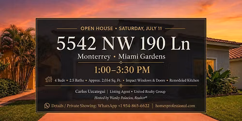 Open House: Upgraded 4-Bedroom Home in Monterrey | Miami Gardens