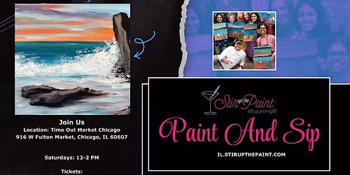 \u201cBeach-Sunset Live\u201d Sip and Paint Saturdays 12:00 p.m. at Timeout Market