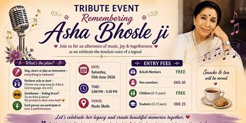\ud83c\udf38 Tribute Event \u2013 Remembering Asha Bhosle ji \ud83c\udfb6