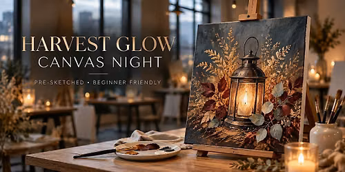 Harvest Glow Canvas Night: Lantern & Autumn Botanicals