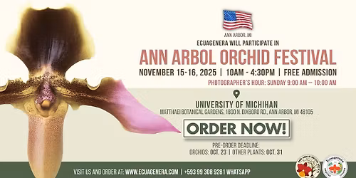 ECUAGENERA WILL PARTICIPATE IN ANN ARBOL ORCHID FESTIVAL