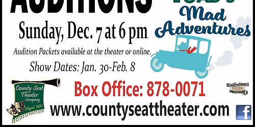 County Seat Theater announces Auditions for Mr. Toad's Mad Adventures