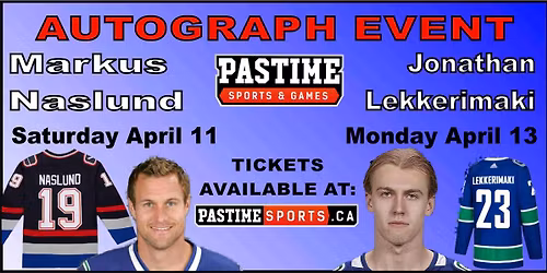 Jonathan Lekkerimaki Autograph Event Saturday April 13 5 PM
