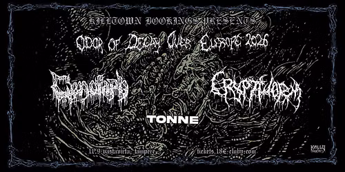 CENOTAPH (MEX) & CRYPTWORM (UK) & TONNE @ Vastavirta, Tampere 11.9.2026.