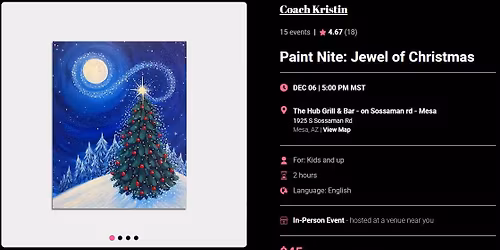 Paint Nite: \u201cJewel of Christmas\u201d (PUBLIC EVENT \u2013 You can invite non-GOTS people!)
