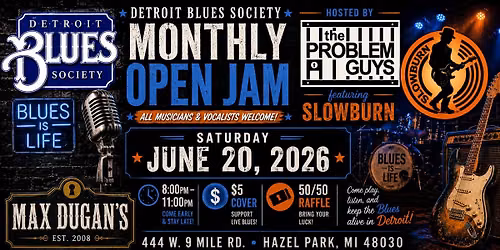 The Problem Guys and Slowburn host the June DBS jam at Max Dugan's