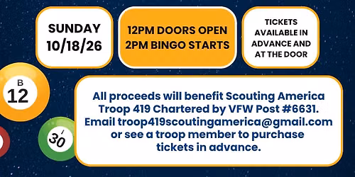VFW Post #6631 Bingo Fundraiser for Scouting America Troop 419