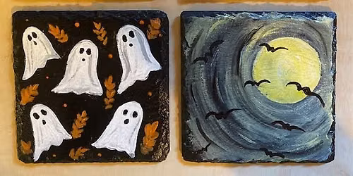 Halloween Slate Coaster Set Paint & Sip Event 