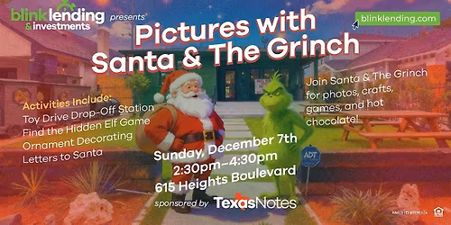 Pictures with Santa & The Grinch \u2013 Blink Lending & Investments Holiday Fun