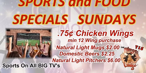Sundays Sports On All BIG TV's - Food Specials