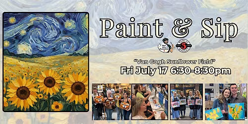 Paint & Sip at 5th St Alley \u201cVan Gogh Sunflower Field\u201d