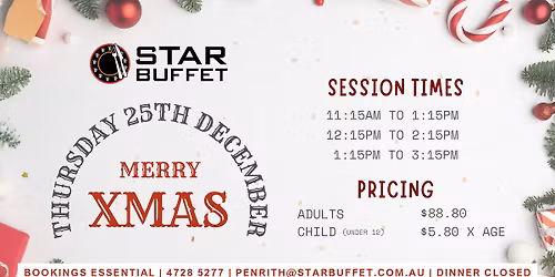 Christmas Day Seafood Lunch Buffet at Star Buffet, Penrith RSL
