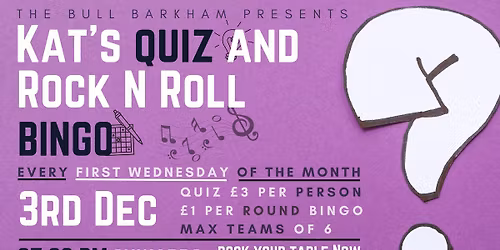 Kat\u2019s Quiz & Rock \u2019n\u2019 Roll Bingo