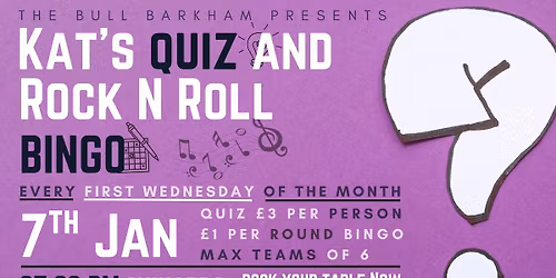 Kat\u2019s Quiz & Rock \u2019n\u2019 Roll Bingo
