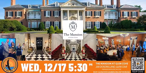 Glen Cove Chamber December 2025 Networking Dinner & Holiday Party! - Wednesday, 12\/17 5:30pm-8pm