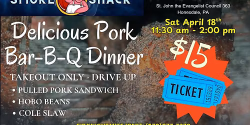 Knights of Columbus Annual B-B-Q Pork Dinner: Sponsored by Poppy's Smoke Shack