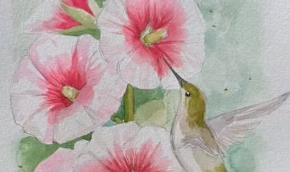 Watercolor Hummingbirds and Flowers with Abi Brewer