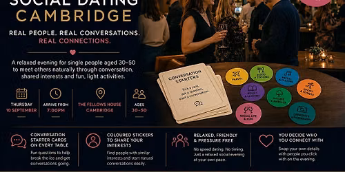 Social Dating Cambridge: Relaxed Dating Evening for Ages 30\u201350