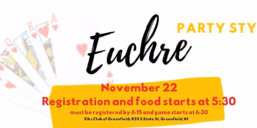 Euchre @ the Elks Club of Greenfield 11\/22\/25 at 5:30pm