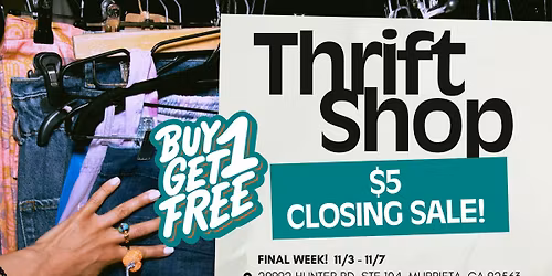 FINAL WEEK - Thrift Shop CLOSING SALE - EVERYTHING MUST GO! - Flash Sale + STORE CLOSING!