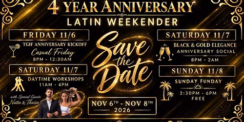 Save The Date - Latin Dance Jax's 4-Year Anniversary Weekender