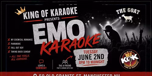 King of Karaoke Presents EMO Karaoke at The Goat