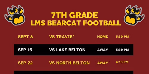 (HOME) 7th Grade Bearcat Football \ud83c\udfc8 vs. River Valley (Teacher Appreciation Night)