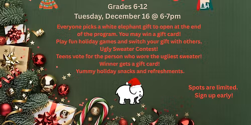 Teen Holiday Game Night Grades 6-12