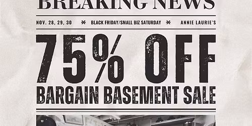 Black Friday Bargain Basement Sale! 75% OFF