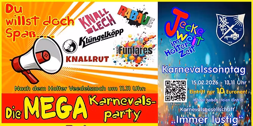 MEGA Karnevalsparty 2026 - die gr\u00f6\u00dfte Fete der Stadt