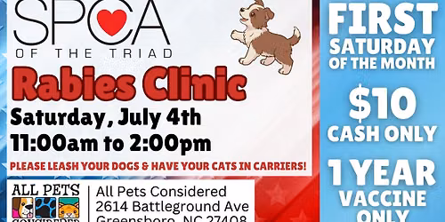 SPCA Rabies Clinic at APC (Battleground)