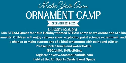 Ornament Camp at STEAM Quest