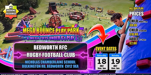 Mega Bounce Play Park - Bedworth RFC\/Nicholas Chamberlaine School
